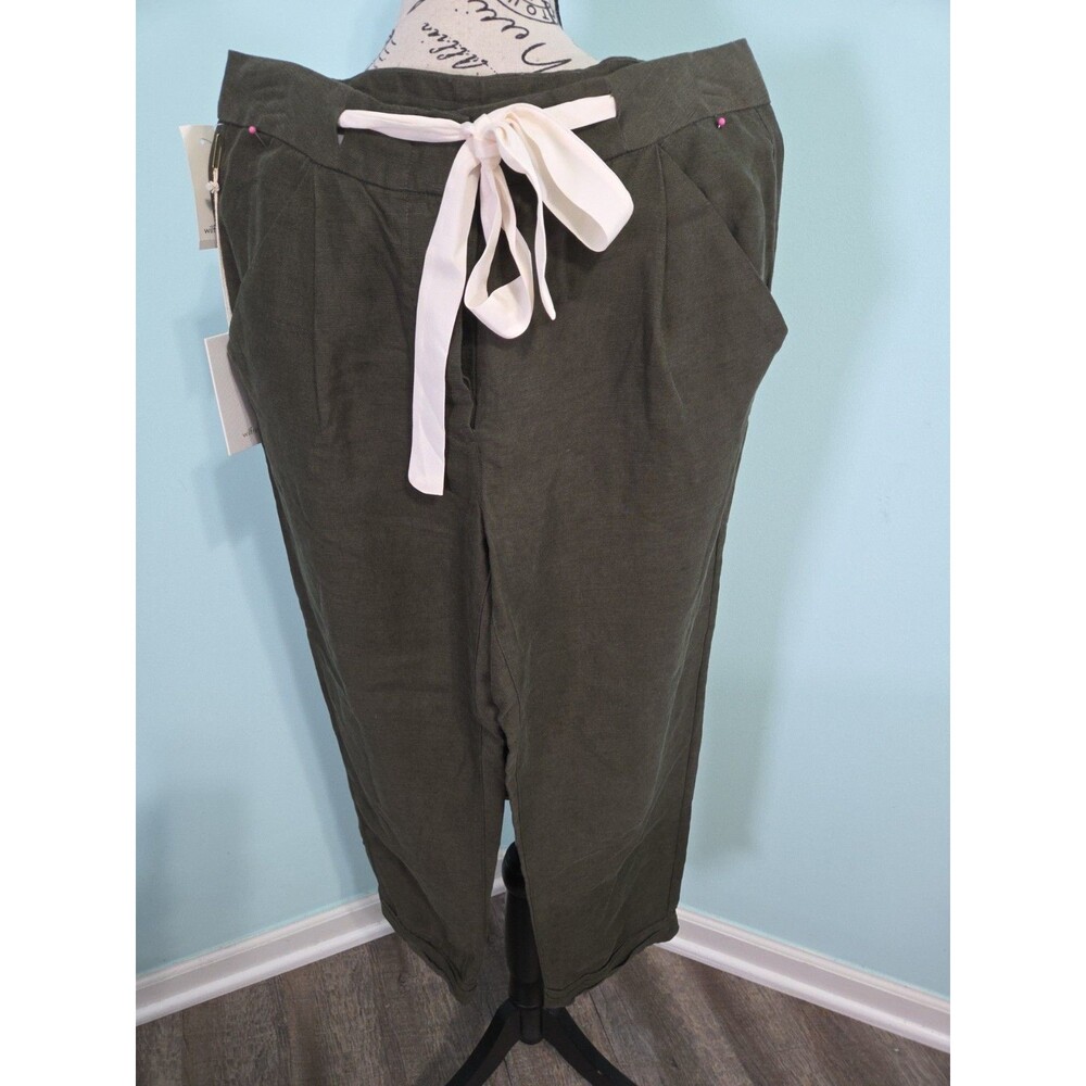 Aritzia Wilfred Allant Cropped Linen Pants High Waist Rolled Cuff 4 new with tag